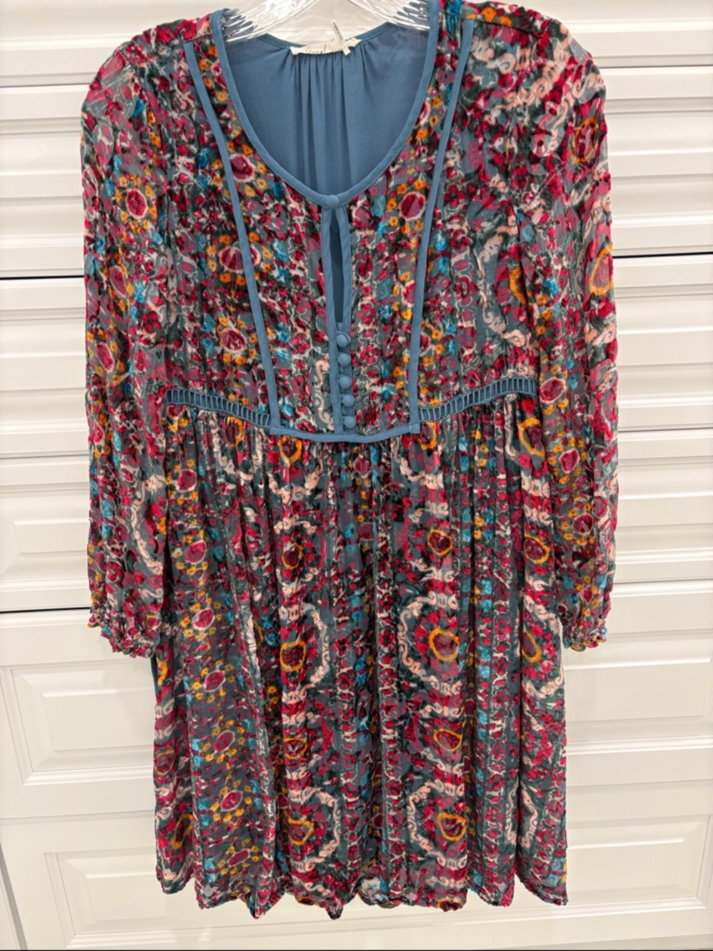 Anthropologie Floreat Abia Floral Boho Velvet Burnout Peasant Dress.